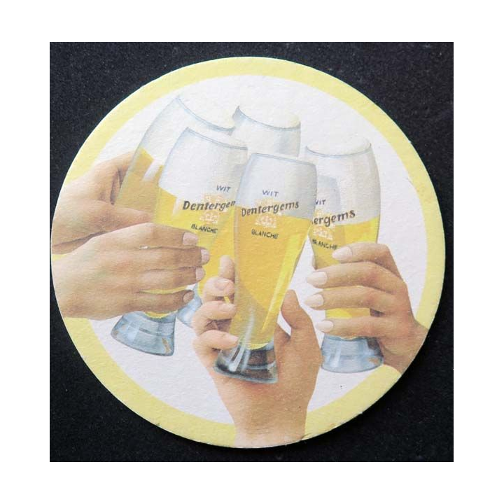 DESSOUS DE VERRE A BIÈRE Dentergems blanche de diamètre 10,3 cm