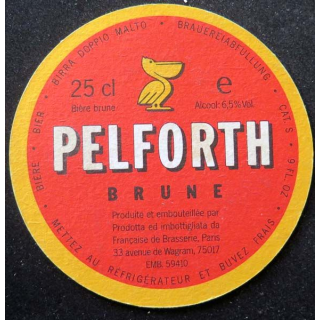 Dessous de verre à bière Pelforth de diamètre 10,3 cm sous verre
