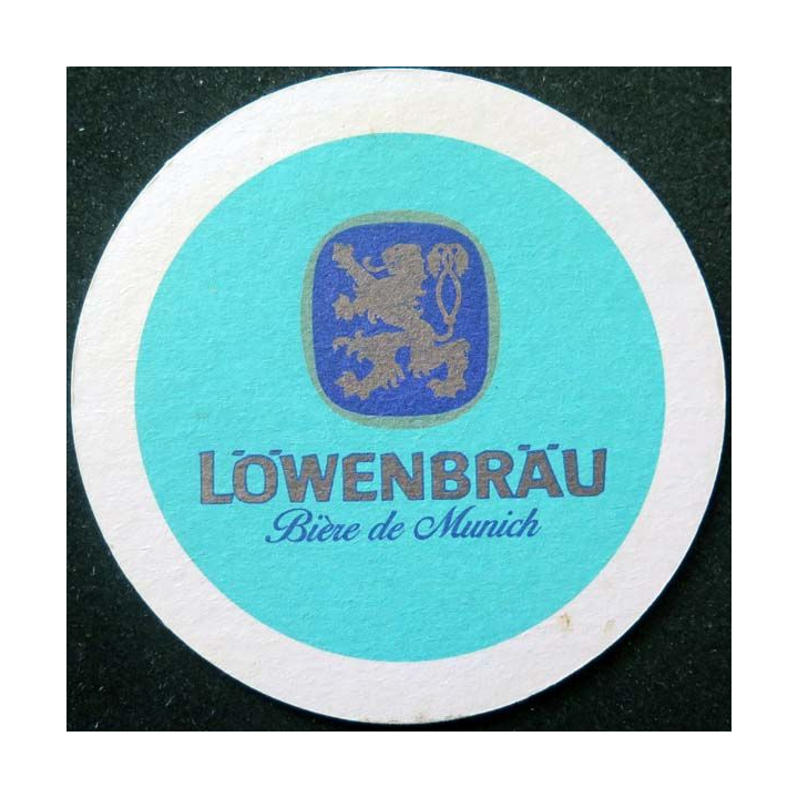 Dessous de verre à bière Löwenbräu de diamètre 10,3 cm sous verre