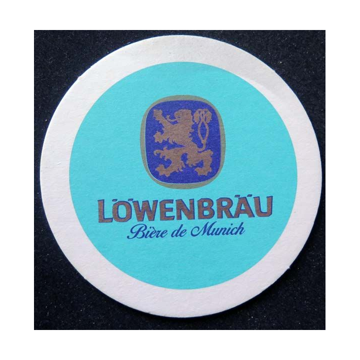 Dessous de verre à bière Löwenbräu de diamètre 10,3 cm sous verre
