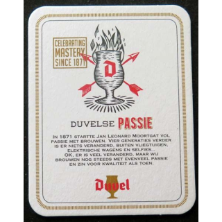 DESSOUS DE VERRE A BIÈRE : Dessous de verre à bière Duvelse Passie de Duvel 9 x 11,5 cm