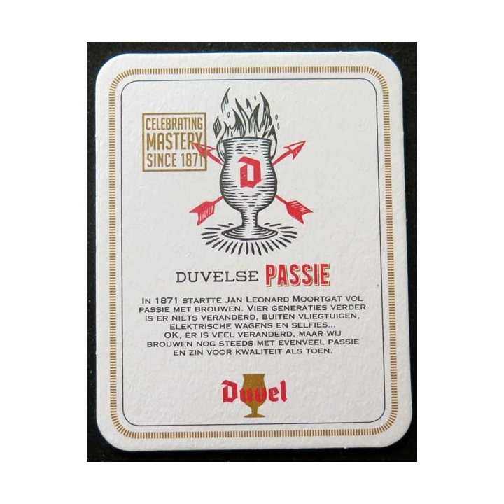 DESSOUS DE VERRE A BIÈRE : Dessous de verre à bière Duvelse Passie de Duvel 9 x 11,5 cm