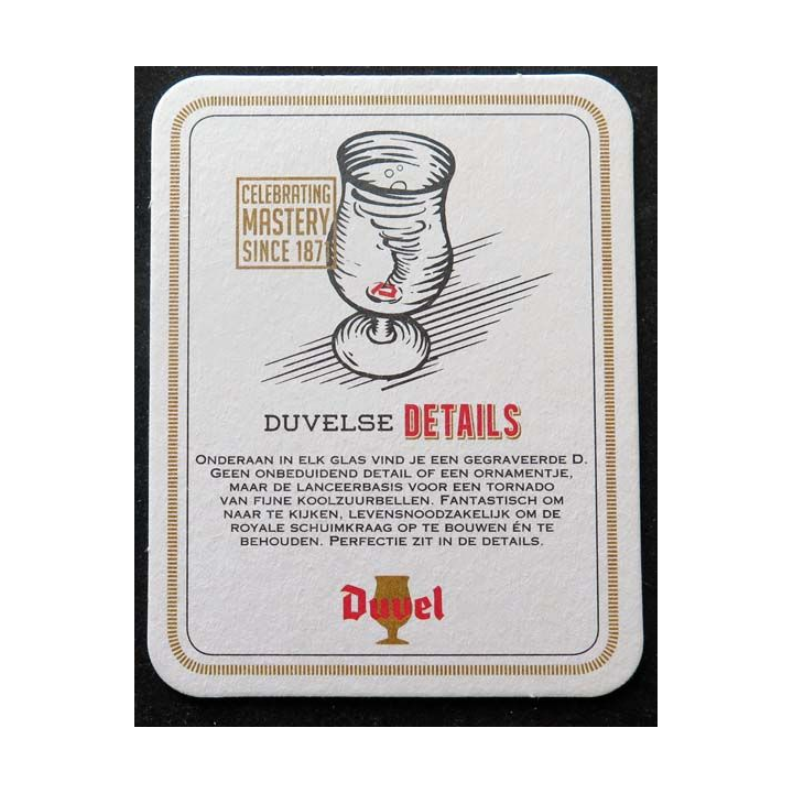 Dessous de verre à bière Duvel Duvelse Détails dimension 9 x 11,5 cm