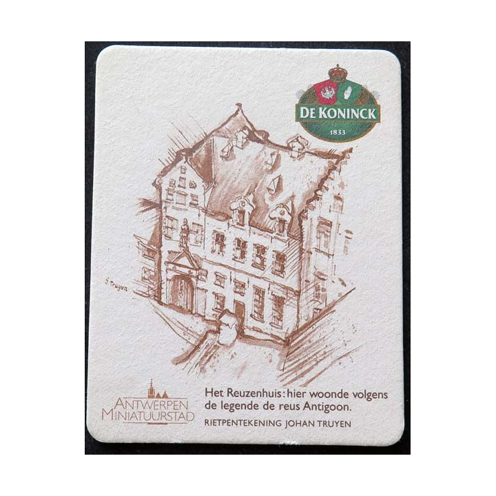 Dessous de verre à bière De Koninck Antwerpen minatuurstad 9 x 11,5 cm