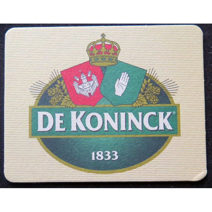 Dessous de verre à bière De Koninck 1833 sous verre 9 x 11,5 cm
