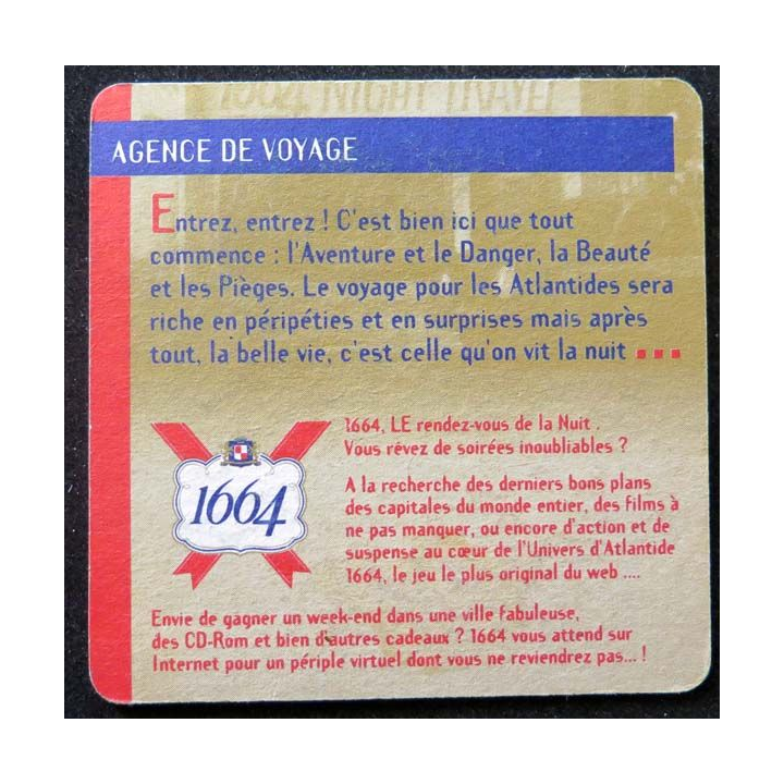 sous verre à bière 1664 night travel agence de voyage