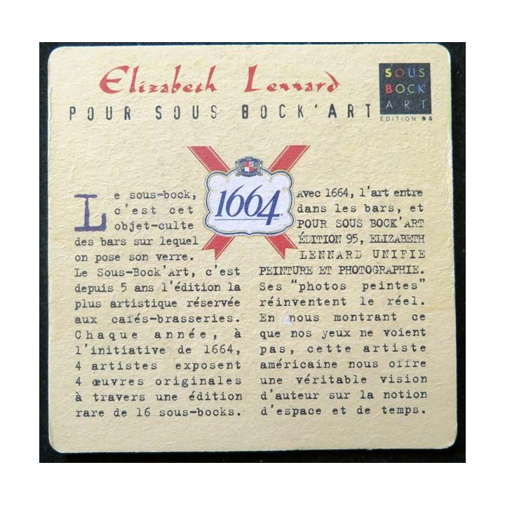 SOUS DE VERRE A BIÈRE sous bock art 1664 année 1995 Elizabeth Lennard