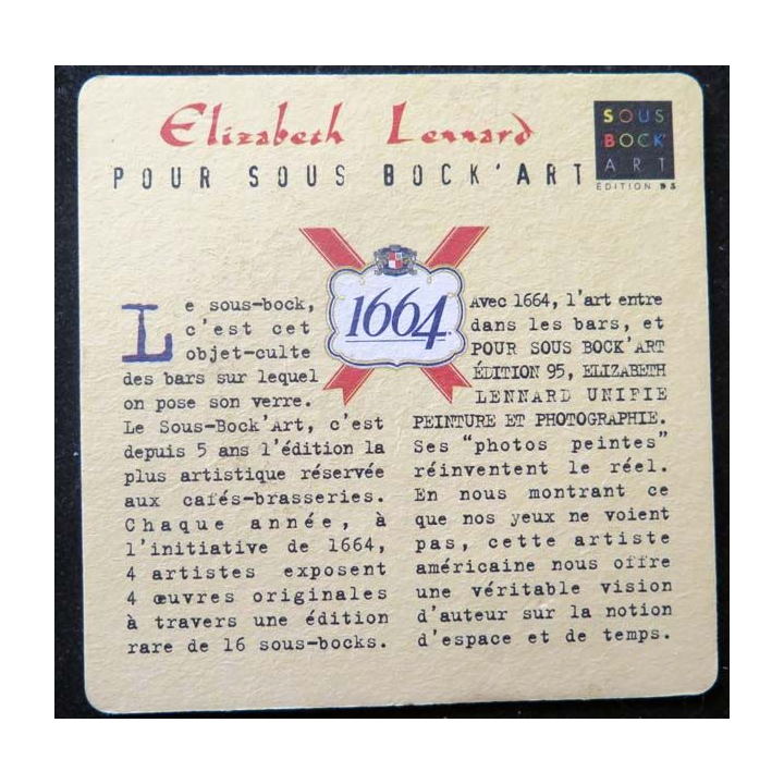 SOUS DE VERRE A BIÈRE sous bock art 1664 Elizabeth Lennard année 1995 de largeur 9,3 cm