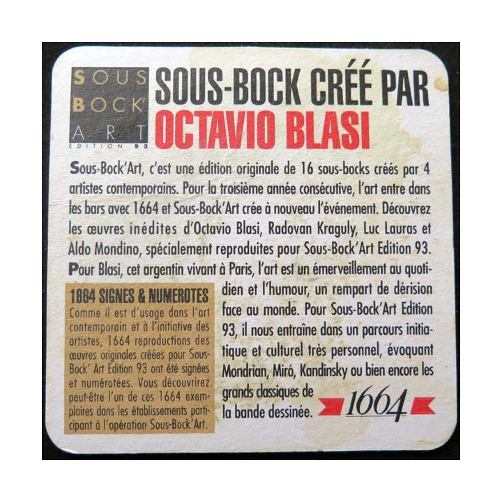 sous verre sous bock sous bock art 1664 Octavio Blasi année 1993