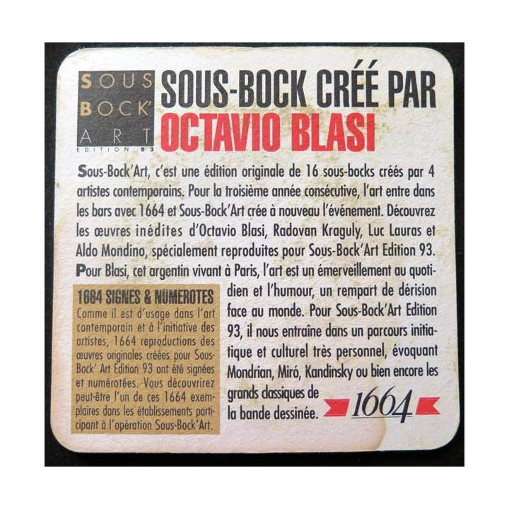 sous verre sous bock sous bock art 1664 Octavio Blasi année 1993
