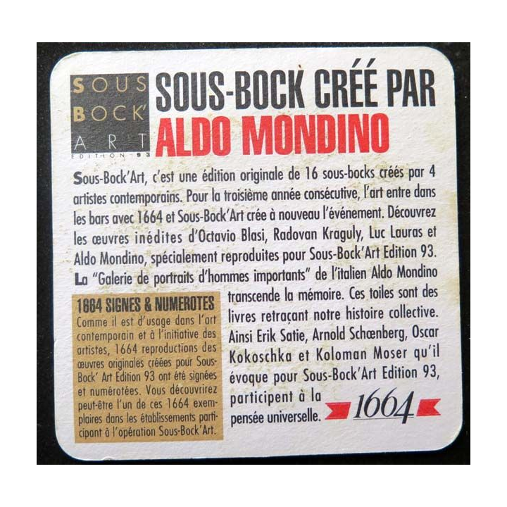sous verre sous bock sous bock art 1664 Aldo Mondino année 1993