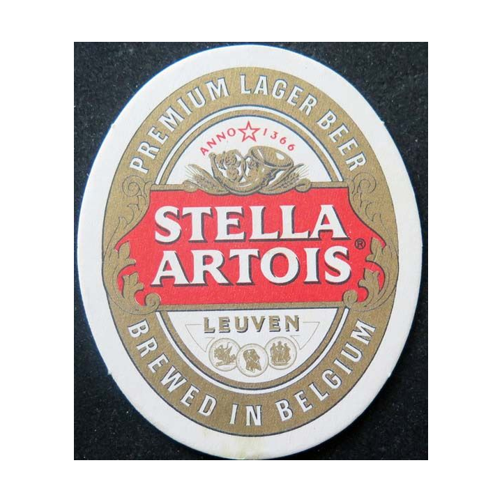 Sous verre Stella Artois de largeur 8,3 cm brewed in Belgium