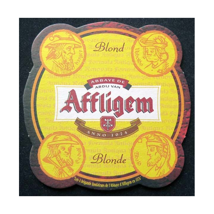 Dessous de verre à bière Affligem blonde de diamètre 10,5 cm