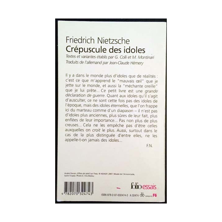 1. Crépuscule des idoles de Friedrich Nietzsche aux éditions Gallimard