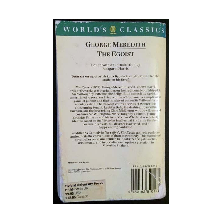 1. The Egoist A comedy in narrative de George Meredith aux éditions Oxford university press 1992