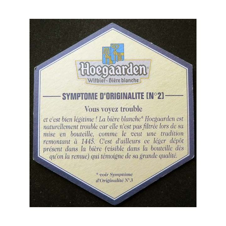 sous verre à bière Hoegaarden Symptome d'originalité (N°2) 
