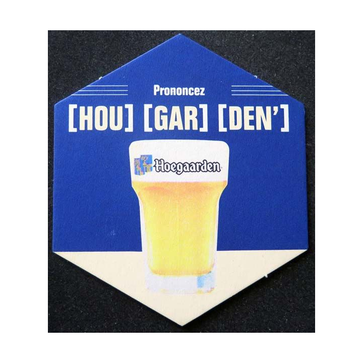 sous verre à bière Hoegaarden Prononcez (HOU) (GAR) (DEN') 