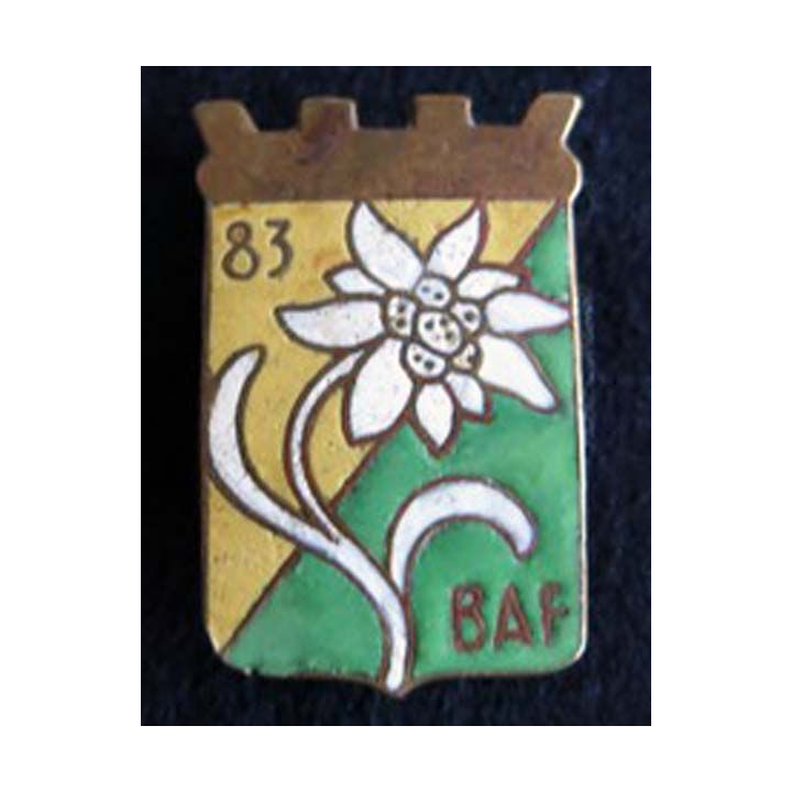83° BAF : 83° bataillon alpin de forteresse en émail dos lisse 