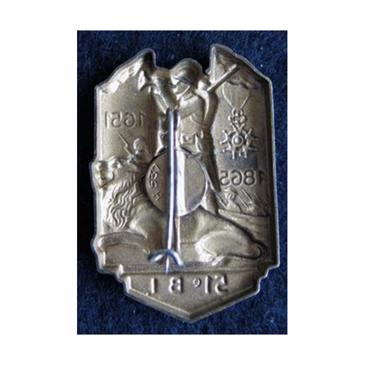 51° BI : 51° bataillon d'infanterie H. 537 tout métal dos lisse embouti