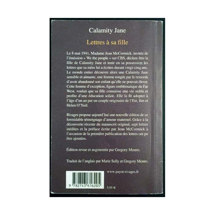 1. Lettres à sa fille de Calamity Jane aux éditions Rivages