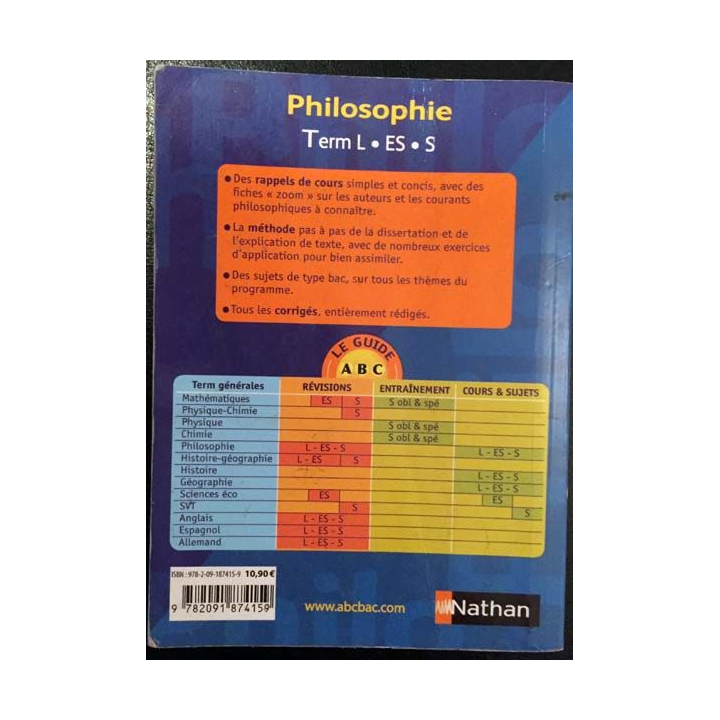 1. Le guide révision philosophie Terminal L - ES - S aux éditions Nathan