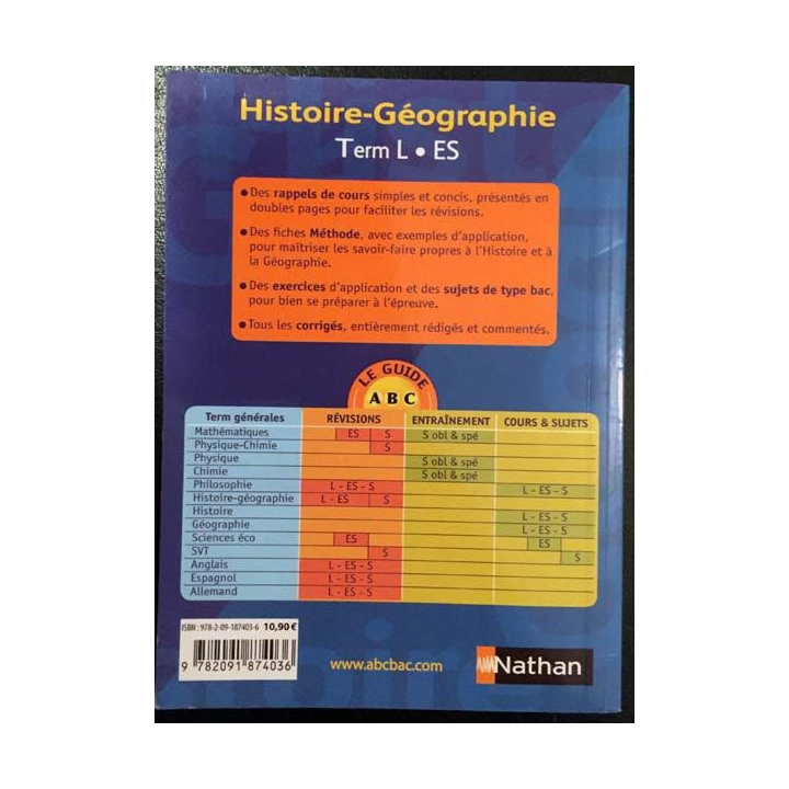 1. Le guide révision Histoire Géographie Terminal L - ES - S aux éditions Nathan