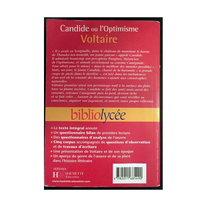 1. Candide ou l'Optimisme de Voltaire aux éditions Hachette