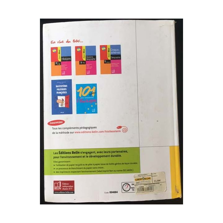 1. Histoire Terminal L, ES, S aux éditions Belin