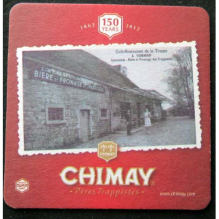 DESSOUS DE VERRE A BIÈRE Chimay 150 ans Pères Trappistes sous verre