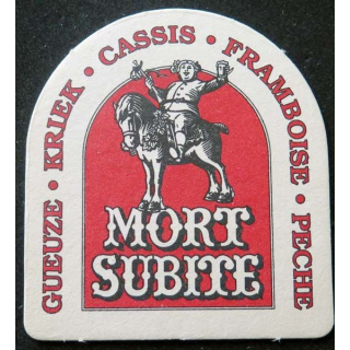 Dessous de verre à bière Mort Subite de dimension 8,5 x 9,3 cm