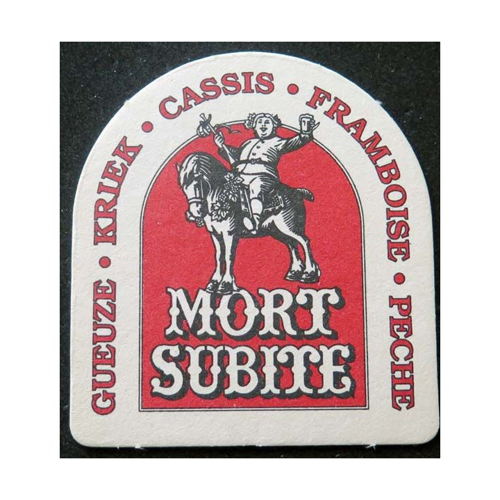 Dessous de verre à bière Mort Subite de dimension 8,5 x 9,3 cm