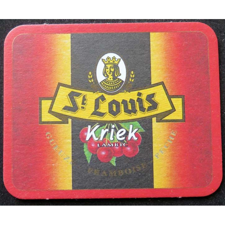 Dessous de verre à bière Kriek Lambic St Louis de dimension 7,8 x 9,9 cm