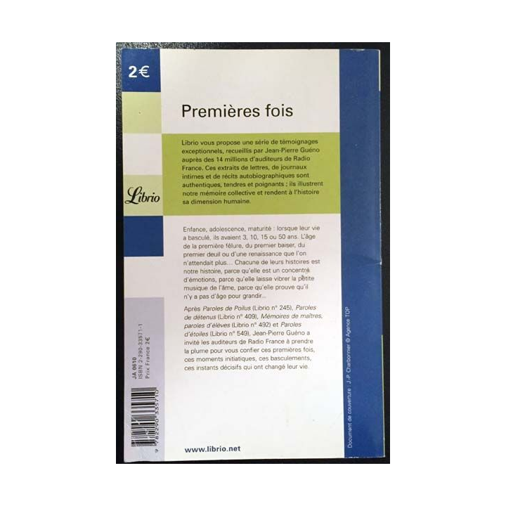 1. Premières fois le livre des instants qui ont changé nos vies aux éditions Librio