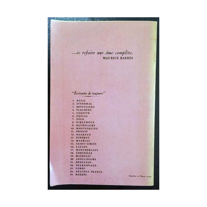 1. Barrès par lui même de Jean-Marie Domenach aux éditions du Seuil