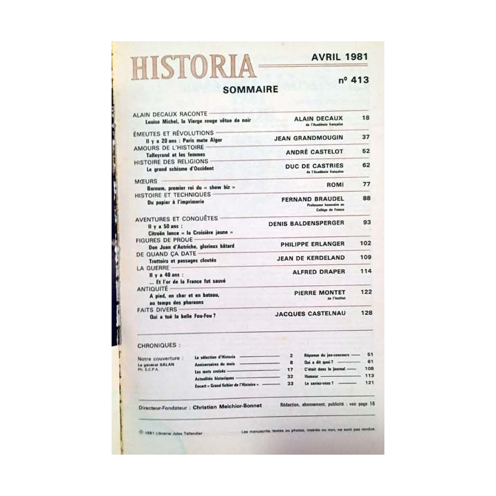 1. Historia n°413 Louise Michel / Citroën : la croisière jaune / le grand schisme d'occident