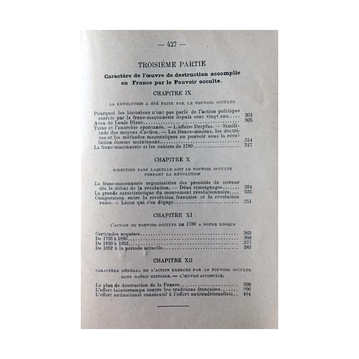 1. Le pouvoir occulte contre la France de Copin-Albancelli aux éditions La Renaissance française / E. Vitte 1908