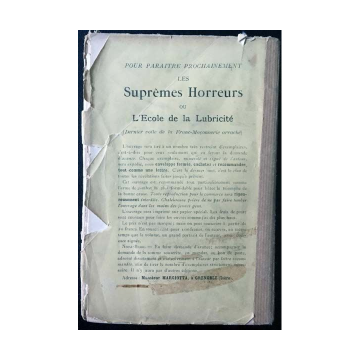 1. Le palladisme culte de Satan-Lucifer dans les triangles maçonniques de Domenico Margiotta aux éditions H.Falque 1895