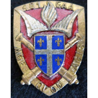 481° groupe d'artillerie antiaérienne en émail attache cassée