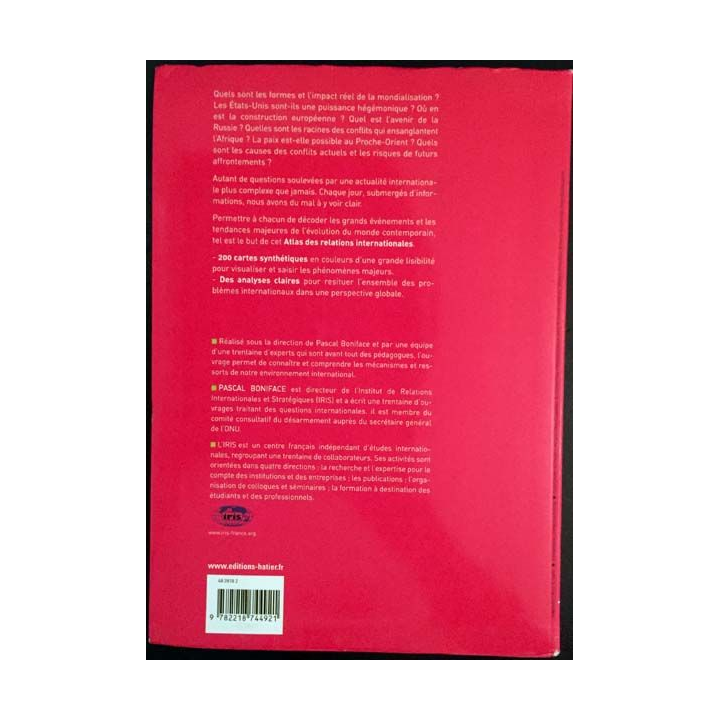 1. Atlas des relations internationales sous la direction de Pascal Boniface aux éditions Hatier