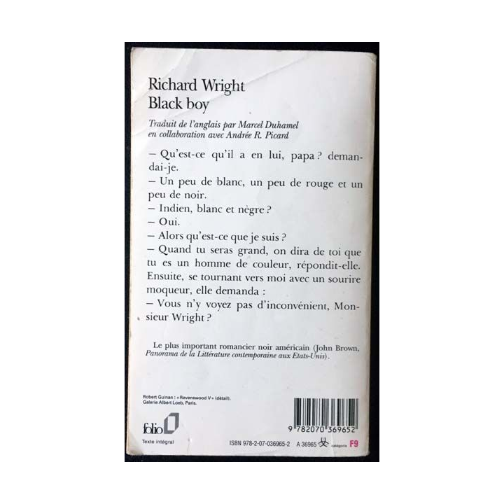 1. Black Boy de Richard Wright aux éditions Gallimard