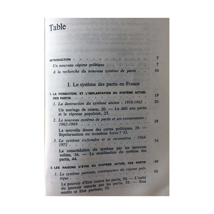 1. Les partis politiques dans la France d'aujourd'hui de François Borella aux éditions du Seuil
