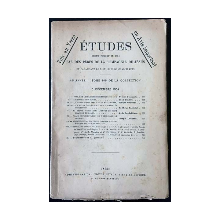 1. Études par des pères de la compagnie de Jésus tome 100 - 5 décembre 1904 n°23