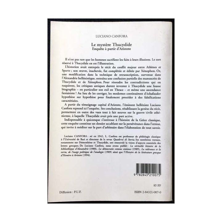 1. Le mystère Thucydide de Luciano Canfora aux éditions Desjonqueres