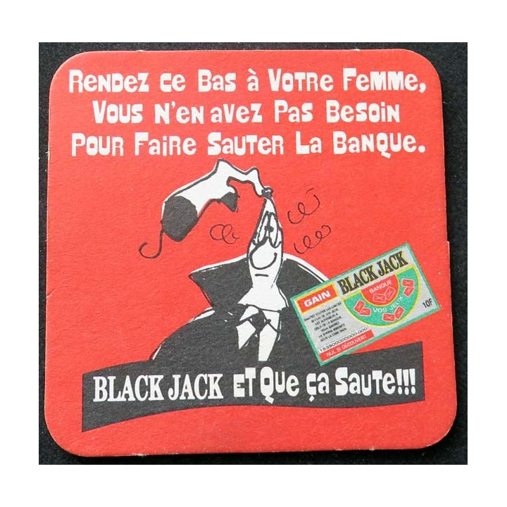 DESSOUS de VERRE à BIÈRE Black Jack et que ça saute de largeur 9 cm