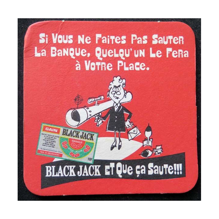 DESSOUS de VERRE à BIÈRE Black Jack et que ça saute de largeur 9 cm