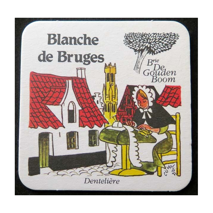 Dessous de verre à bière Blanche de Bruges de largeur 9 cm