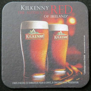 Dessous de verre à bière Kilkenny Red ofg Ireland de largeur 9,3 cm