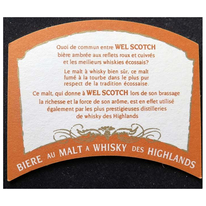 DESSOUS DE VERRE A BIÈRE : WEL SCOTCH (CARTON)