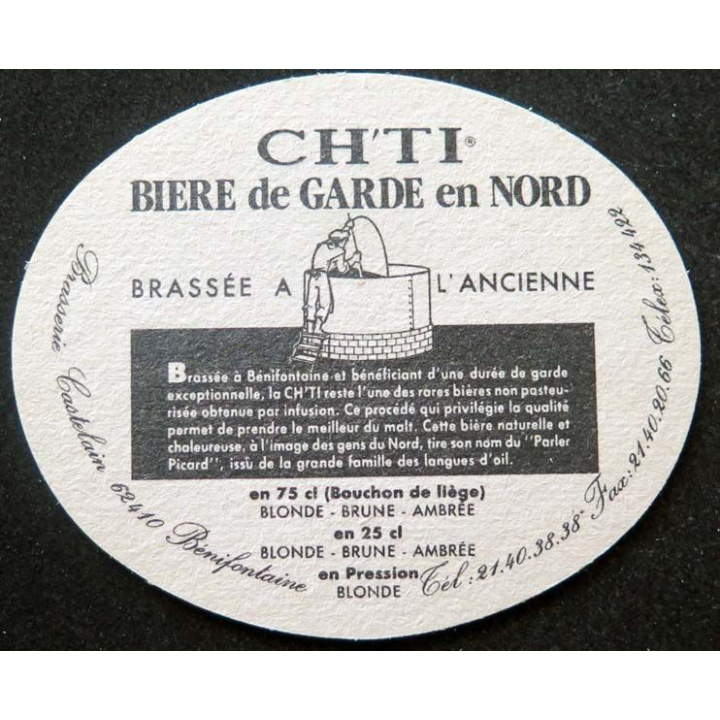 DESSOUS DE VERRE A BIÈRE Bière de garde Ch'ti de largeur 10,5 cm