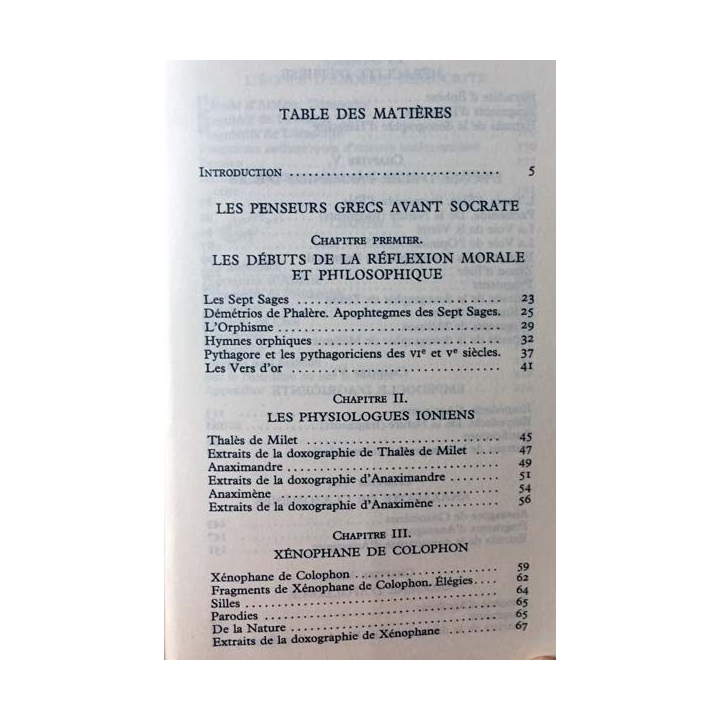 1. Les penseurs grecs avant Socrate de Thalès de Milet prodicos aux éditions Garnier / Flammarion
